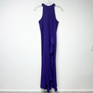 Woosea Sleeveless Halter Purple Formal Maxi Dress Medium